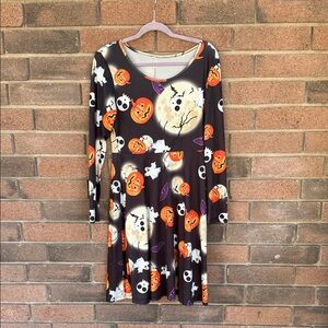 Spooky Pumpkin Print Women's Mini Dress Size M